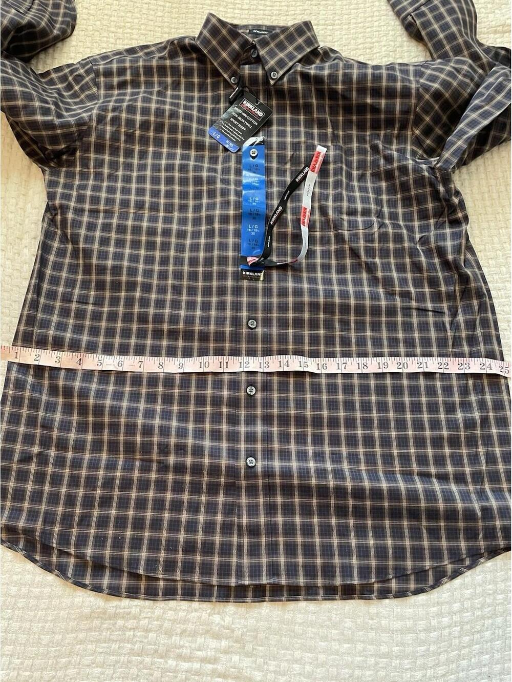 Kirkland Plaid Button Down Long Sleeve Shirt Men Size Large Western Cowboy